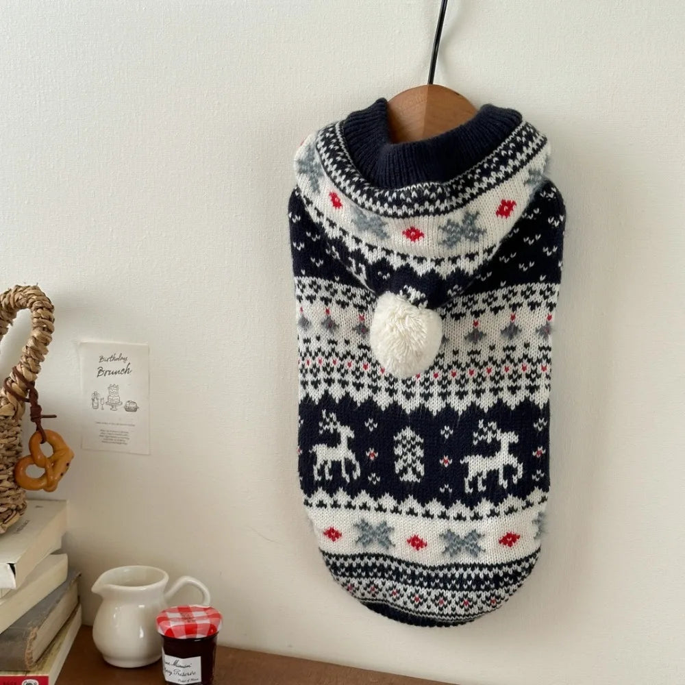 Christmas Hooded Sweater Autumn Winter Cat Dog Pet Clothes Warm Soft Comfortable Holiday Atmosphere Party Dressing Photography