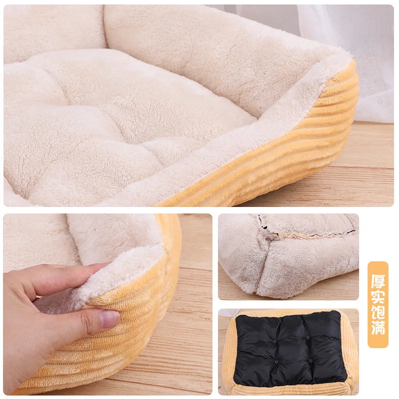 Warm Dog House Soft Nest Pet Large Dog Bed Baskets Fall Winter Kennel For Cat Washable House Puppy Supplies Cotton Kennel Mat