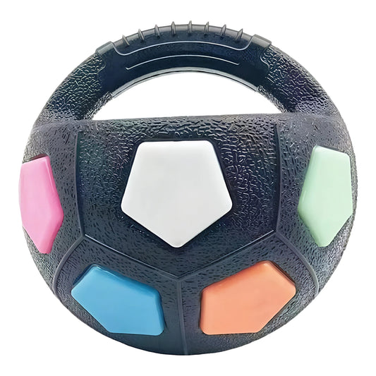 Dog Calming Ball W/ Easy-Grip Handle Rubber Football Shape Pet Dog Toys Interactive Tough Dog Ball Toy for Medium Large Dogs