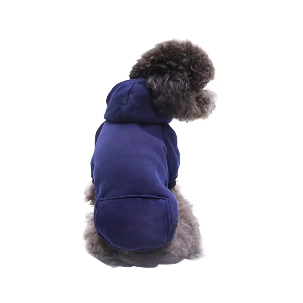 Dog Cat Hoodie Pet Warm Autumn Winter Coat Solid Color Cotton Dog Clothes with Pocket Outdoor Wholesale Designer dog clothes