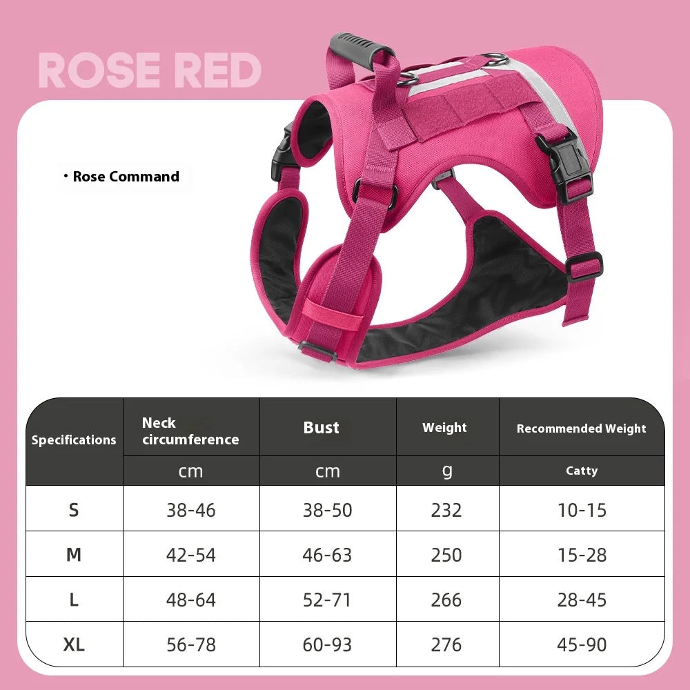 Tactical U-Front Harness - Reflective Service Dog Vest with MOLLE System, Adjustable Training Gear for Large Dogs