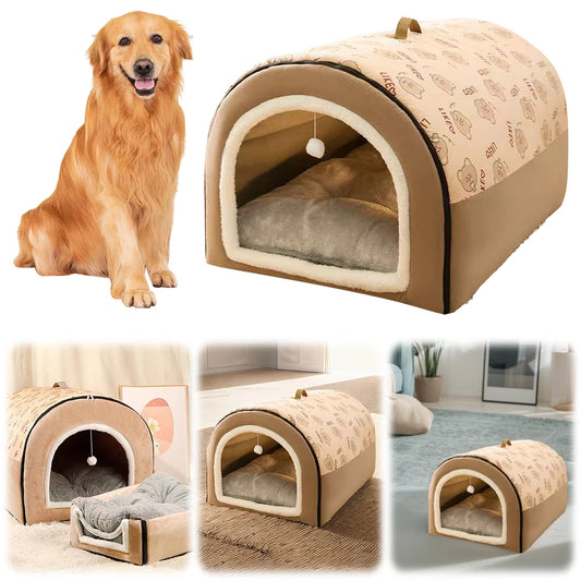 Plush Cotton Puppy Shelter Detachable Dog Cave Shelter Washable Cat Cave House Comfortable Cat House Nest Dogs Cats Pet Supplies