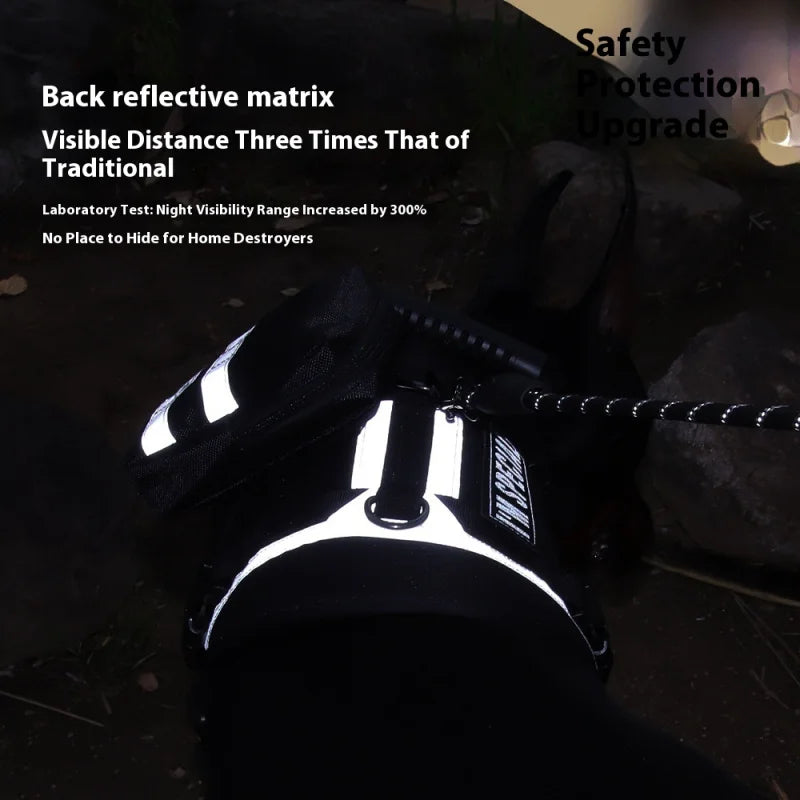 Tactical U-Front Harness - Reflective Service Dog Vest with MOLLE System, Adjustable Training Gear for Large Dogs