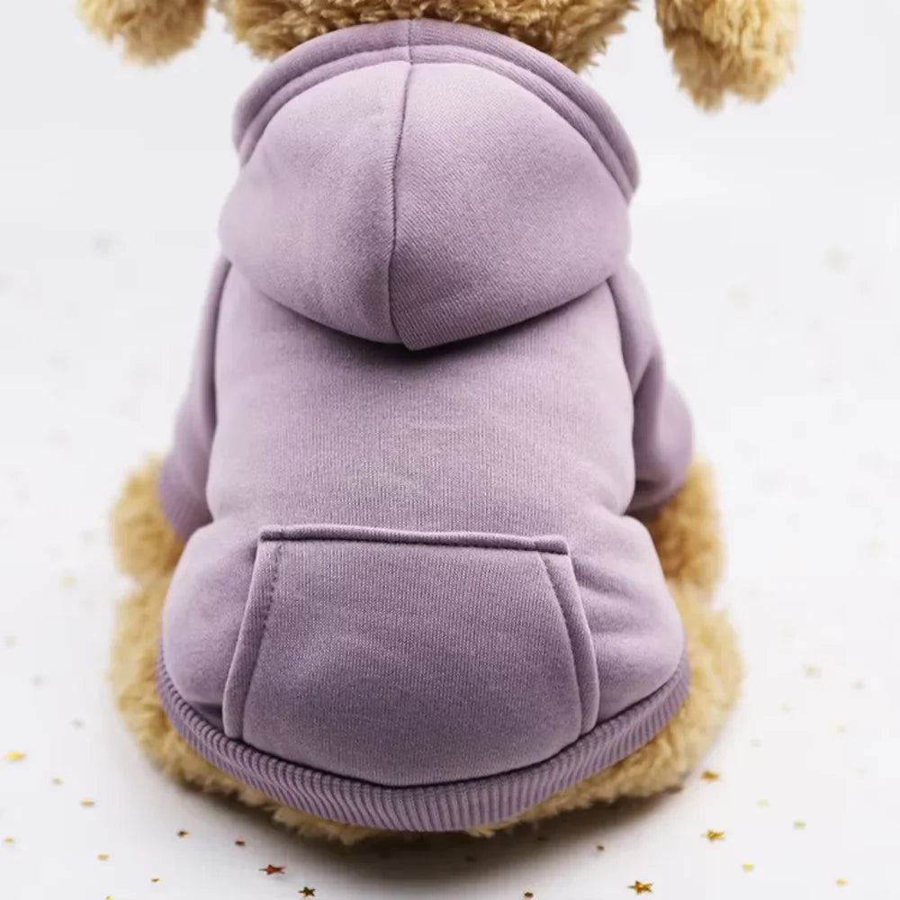 Dog Cat Hoodie Pet Warm Autumn Winter Coat Solid Color Cotton Dog Clothes with Pocket Outdoor Wholesale Designer dog clothes