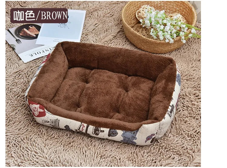 Warm Dog House Soft Nest Pet Large Dog Bed Baskets Fall Winter Kennel For Cat Washable House Puppy Supplies Cotton Kennel Mat