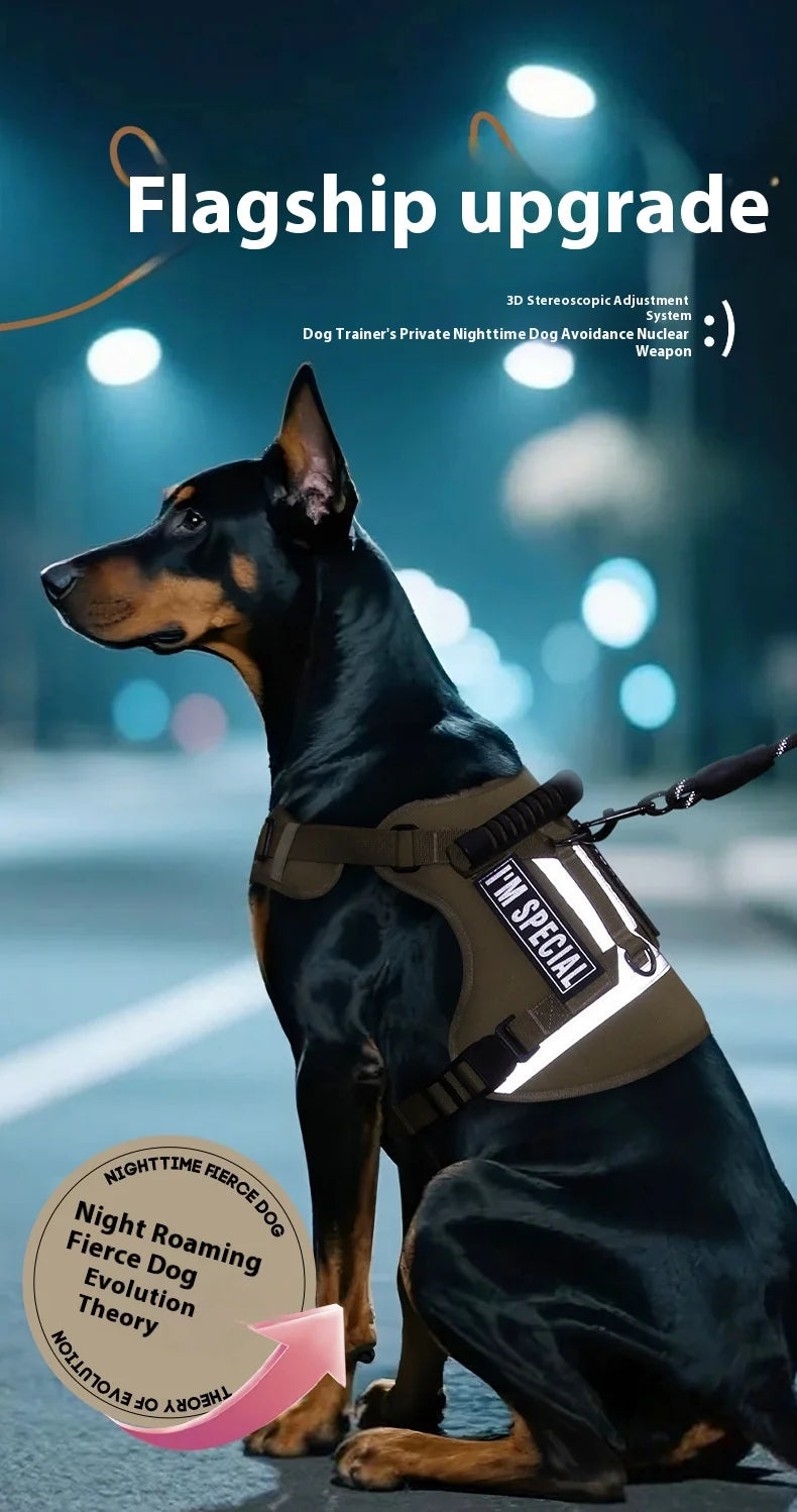 Tactical U-Front Harness - Reflective Service Dog Vest with MOLLE System, Adjustable Training Gear for Large Dogs