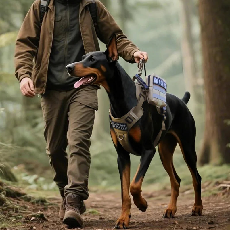 Tactical U-Front Harness - Reflective Service Dog Vest with MOLLE System, Adjustable Training Gear for Large Dogs