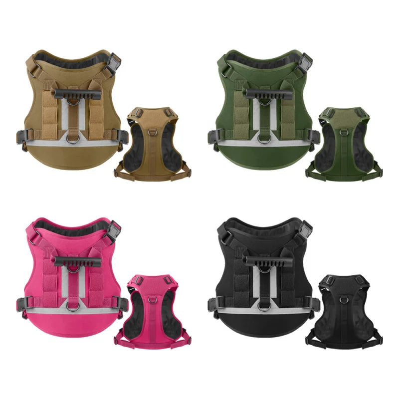Tactical U-Front Harness - Reflective Service Dog Vest with MOLLE System, Adjustable Training Gear for Large Dogs